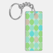 Porte-clés Turquoise Bleu Vert & Cercles Orange Monogramme (Devant gauche)