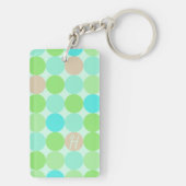 Porte-clés Turquoise Bleu Vert & Cercles Orange Monogramme (Dos)
