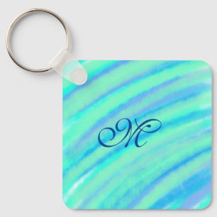 Porte-clés Turquoise bleu vert filigranes ajouter votre monog