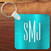 Porte-clés Turquoise Blue Foil trois lettres Monogramme (Recto)