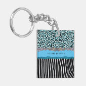 Porte-clés Turquoise Blue Turquoise Girl Moderne Glam Retro (Devant gauche)