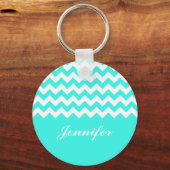 Porte-clés Turquoise Chevron Custom Monogram (Recto)