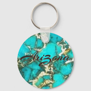 Porte-clés Turquoise de l'Arizona avec de la pyrite Matrix