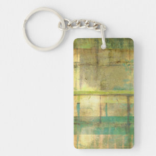 Porte-clés Turquoise dorée et peinture abstraite de vert