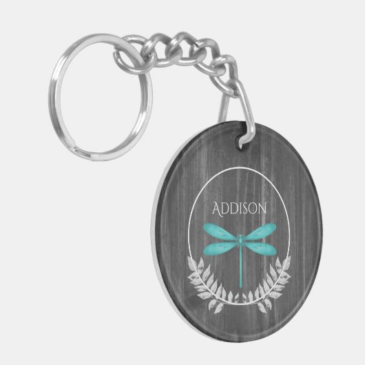 Porte-clés Turquoise Dragonfly Rustic Personnalisé Porte - cl (Devant gauche)