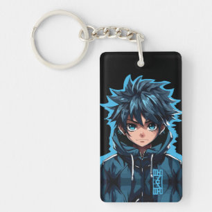 Porte-clés Turquoise Force : Garçon Manga de Style Anime