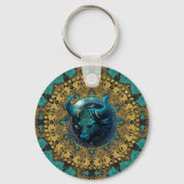 Porte-clés Turquoise+Gold Astrologie Affirmations Taurus Zodi (Verso)
