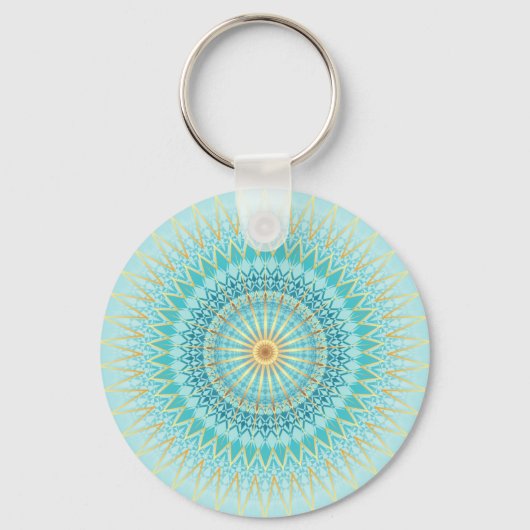 Porte-clés Turquoise Gold Boho Mandala (Recto)