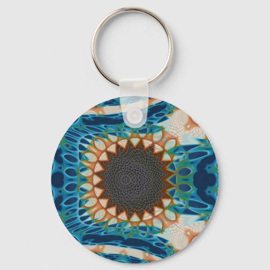 Porte-clés Turquoise Gold Sun Southwestern Art (Recto)