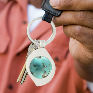 Porte-clés Turquoise Grille d'image bleu vert