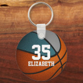 Porte-clés turquoise gris sport fille garçon basket-ball équi (Recto)