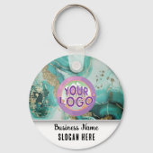 Porte-clés Turquoise Marble Branding Elegant Business Logo (Recto)