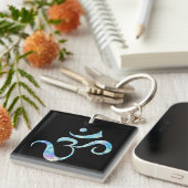 Porte-clés Turquoise Marbré Om (Devant Droit)