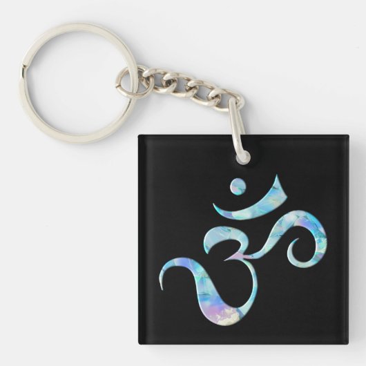Porte-clés Turquoise Marbré Om (Devant)