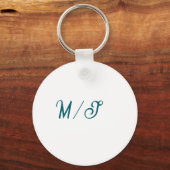 Porte-clés Turquoise monogram wedding couple name simple styl (Recto)