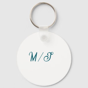 Porte-clés Turquoise monogramme nom de couple marié simple st