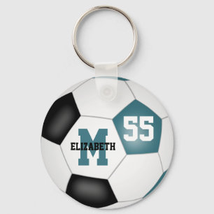 Porte-clés turquoise noir blanc enfants sac de football tag p