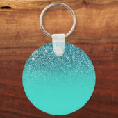 Porte-clés Turquoise Pailleté Ombré Monogramme (Verso)