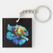 Porte-clés Turquoise Pastel Rainbow Rose Porte - clés (Dos)