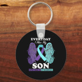 Porte-clés Turquoise Purple Wing Miss Amour Son Prévention du (Recto)