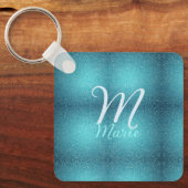 Porte-clés Turquoise sarcelle agate aqua monogramme ajouter l (Recto)