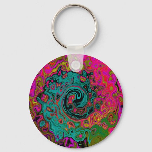 Porte-clés Turquoise Tripant Abstrait Rétro Tourbillon Liquid (Recto)