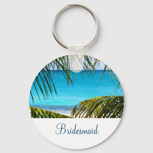 Porte-clés Turquoise Tropical Beach Wedding Bridesmaid (Recto)