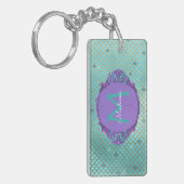 Porte-clés Turquoise vert et mauve Étalons de sirène Monogram (Devant gauche)