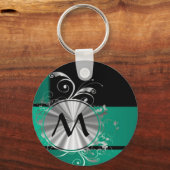 Porte-clés Turquoise vert et noir (Recto)