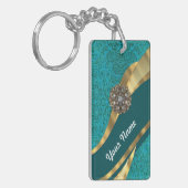 Porte-clés Turquoise vert vert damassé (Devant gauche)