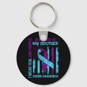 Porte-clés Turquoise Violet Ruban Suicide Sensibilisation Ind