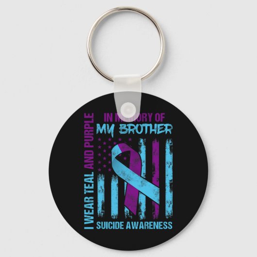 Porte-clés Turquoise Violet Ruban Suicide Sensibilisation Ind (Recto)