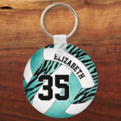Porte-clés turquoise w zèbre rayures accent filles volleyball (Recto)