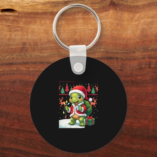 Porte-clés Turtle Xmas Lights Ugly Santa Turtle Christmas Tan (Recto)