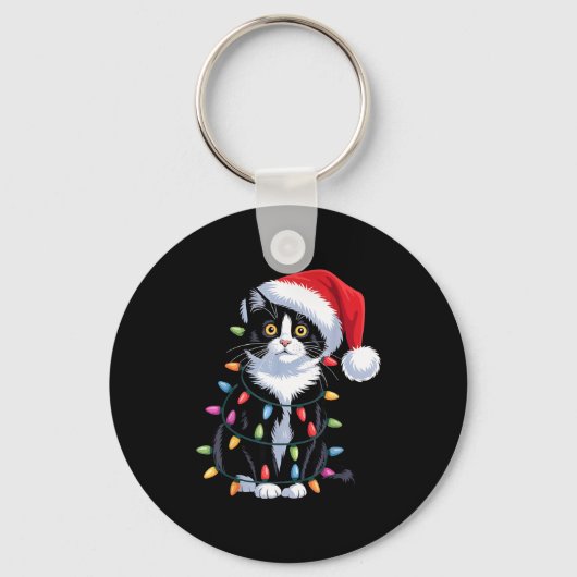 Porte-clés Tuxedo Cat Meow Santa Tuxie Christmas Tree (Recto)