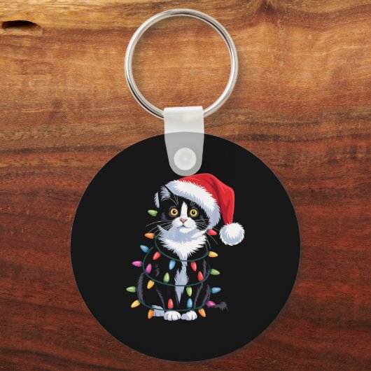 Porte-clés Tuxedo Cat Meow Santa Tuxie Christmas Tree (Recto)