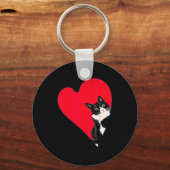 Porte-clés Tuxedo Cat Valentine Heart For Kitten And Animal L (Recto)