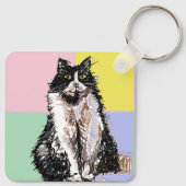 Porte-clés Tuxedo Chat Cute Chats Noir Blanc Pastel Arc-en-ci (Dos)