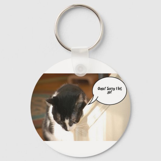 Porte-clés tuxedo noir et blanc Chat (Recto)