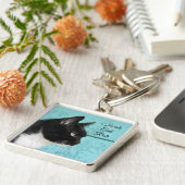 Porte-clés Tuxedo profil de chat sur Turquoise (Côté)