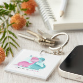 Porte-clés Twin Aqua et Dinosaur rose (Devant Droit)