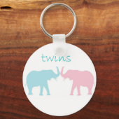 Porte-clés Twin Elephant Rose Et Bleu (Recto)