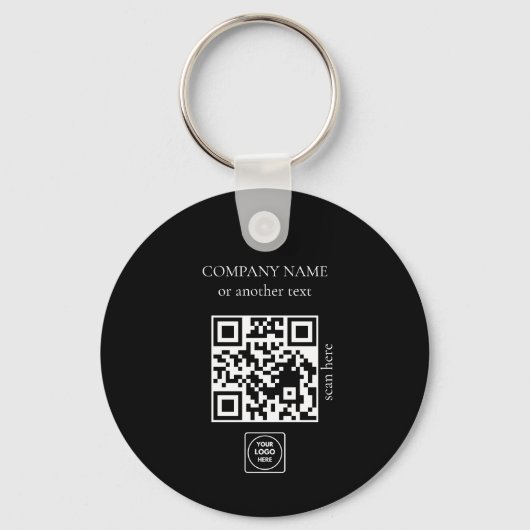 Porte-clés Two Sided Logo QR Code Black Business Keychains (Verso)