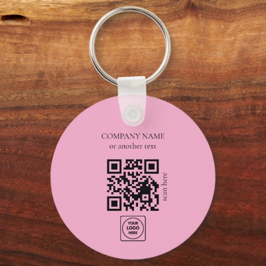 Porte-clés Two Sided Logo QR Code Blush Pink Keychains (Verso)