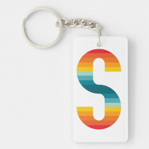 Porte-clés Typographie Arc-en-Ciel Rétro Coloré Coucher de So