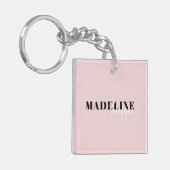 Porte-clés Typographie Chic Moderne Script Lumière Rose Femin (Devant gauche)