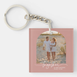 Porte-clés Typographie Couple Saint-Valentin Rose Pâle Ensemb