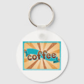 Porte-clés Typographie de café rétro Teal Brown Sunburst (Recto)