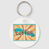 Porte-clés Typographie de café rétro Teal Brown Sunburst (Verso)