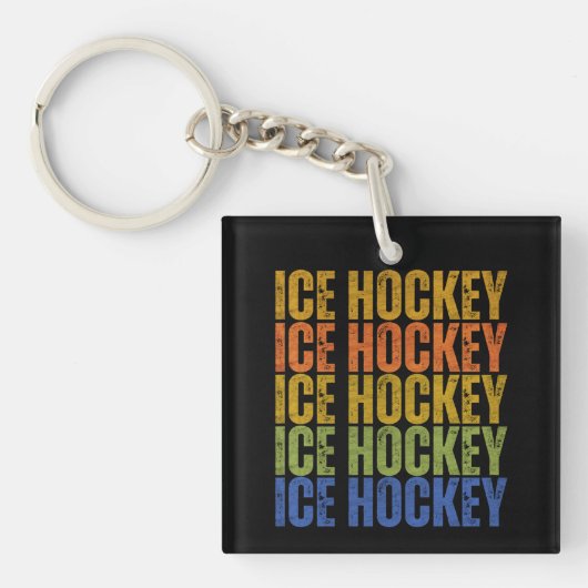 Porte-clés Typographie de hockey sur glace (Devant)